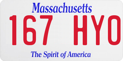 MA license plate 167HY0