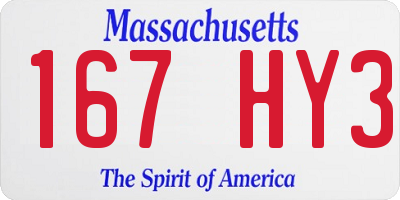 MA license plate 167HY3
