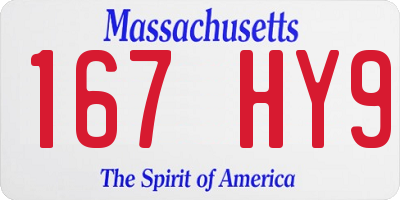 MA license plate 167HY9