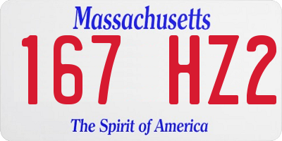 MA license plate 167HZ2