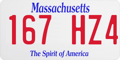 MA license plate 167HZ4