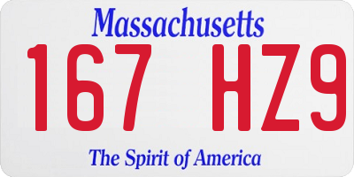 MA license plate 167HZ9
