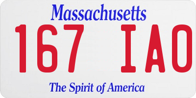 MA license plate 167IA0