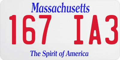 MA license plate 167IA3