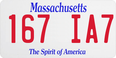 MA license plate 167IA7