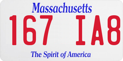 MA license plate 167IA8