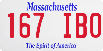 MA license plate 167IB0