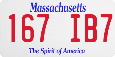 MA license plate 167IB7