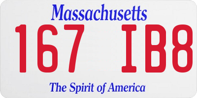 MA license plate 167IB8