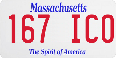 MA license plate 167IC0
