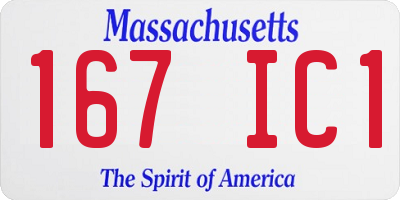 MA license plate 167IC1