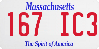 MA license plate 167IC3