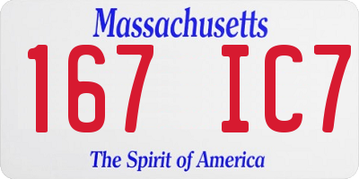 MA license plate 167IC7