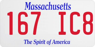 MA license plate 167IC8