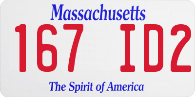 MA license plate 167ID2
