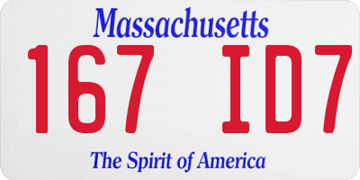 MA license plate 167ID7