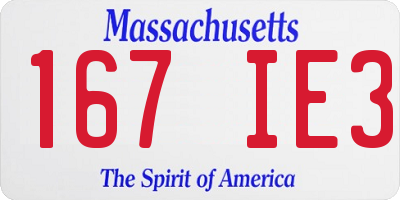MA license plate 167IE3