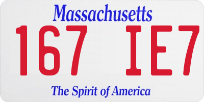 MA license plate 167IE7