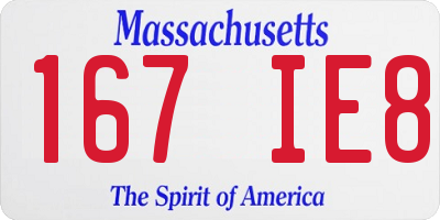 MA license plate 167IE8