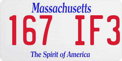 MA license plate 167IF3