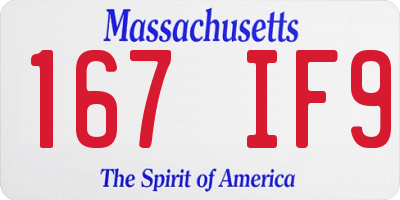 MA license plate 167IF9