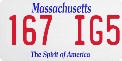 MA license plate 167IG5