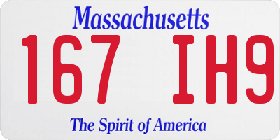 MA license plate 167IH9
