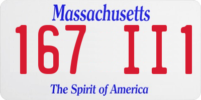 MA license plate 167II1