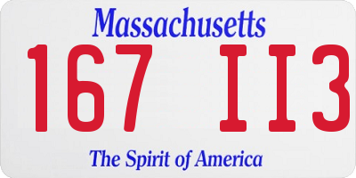 MA license plate 167II3