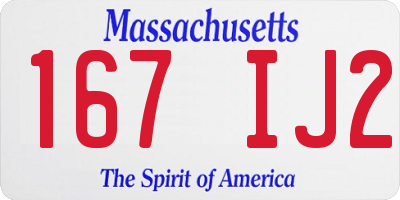 MA license plate 167IJ2