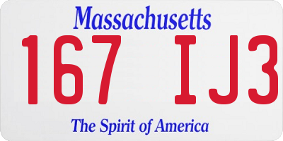 MA license plate 167IJ3