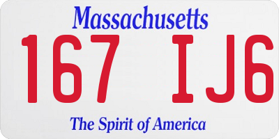 MA license plate 167IJ6