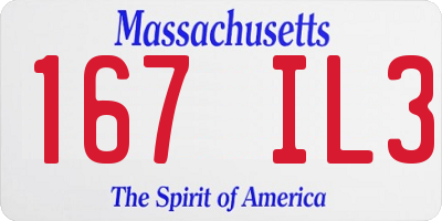 MA license plate 167IL3