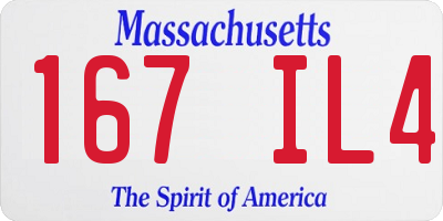 MA license plate 167IL4