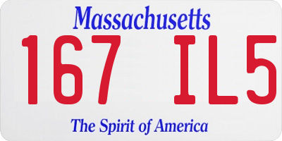 MA license plate 167IL5