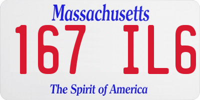 MA license plate 167IL6