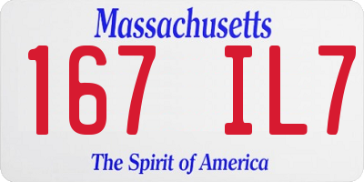 MA license plate 167IL7