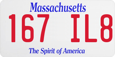 MA license plate 167IL8