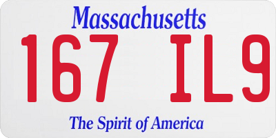 MA license plate 167IL9