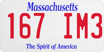 MA license plate 167IM3