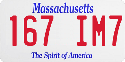 MA license plate 167IM7