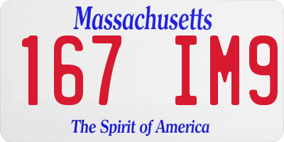 MA license plate 167IM9