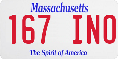 MA license plate 167IN0