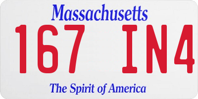 MA license plate 167IN4