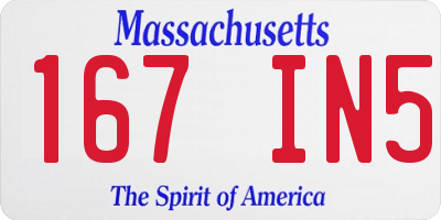 MA license plate 167IN5