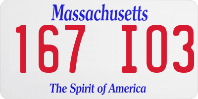 MA license plate 167IO3