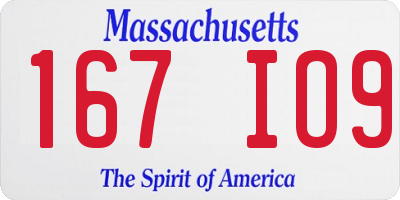 MA license plate 167IO9