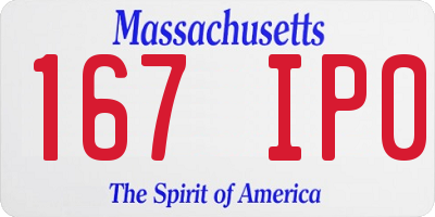 MA license plate 167IP0