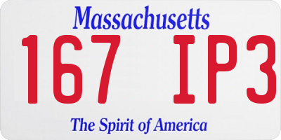 MA license plate 167IP3