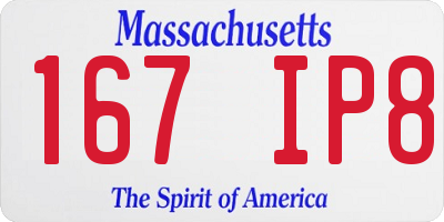 MA license plate 167IP8